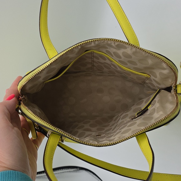Kate Spade Neon Yellow Leather Cedar Street Maise Satchel w/Crossbody Strap - Picture 8 of 12